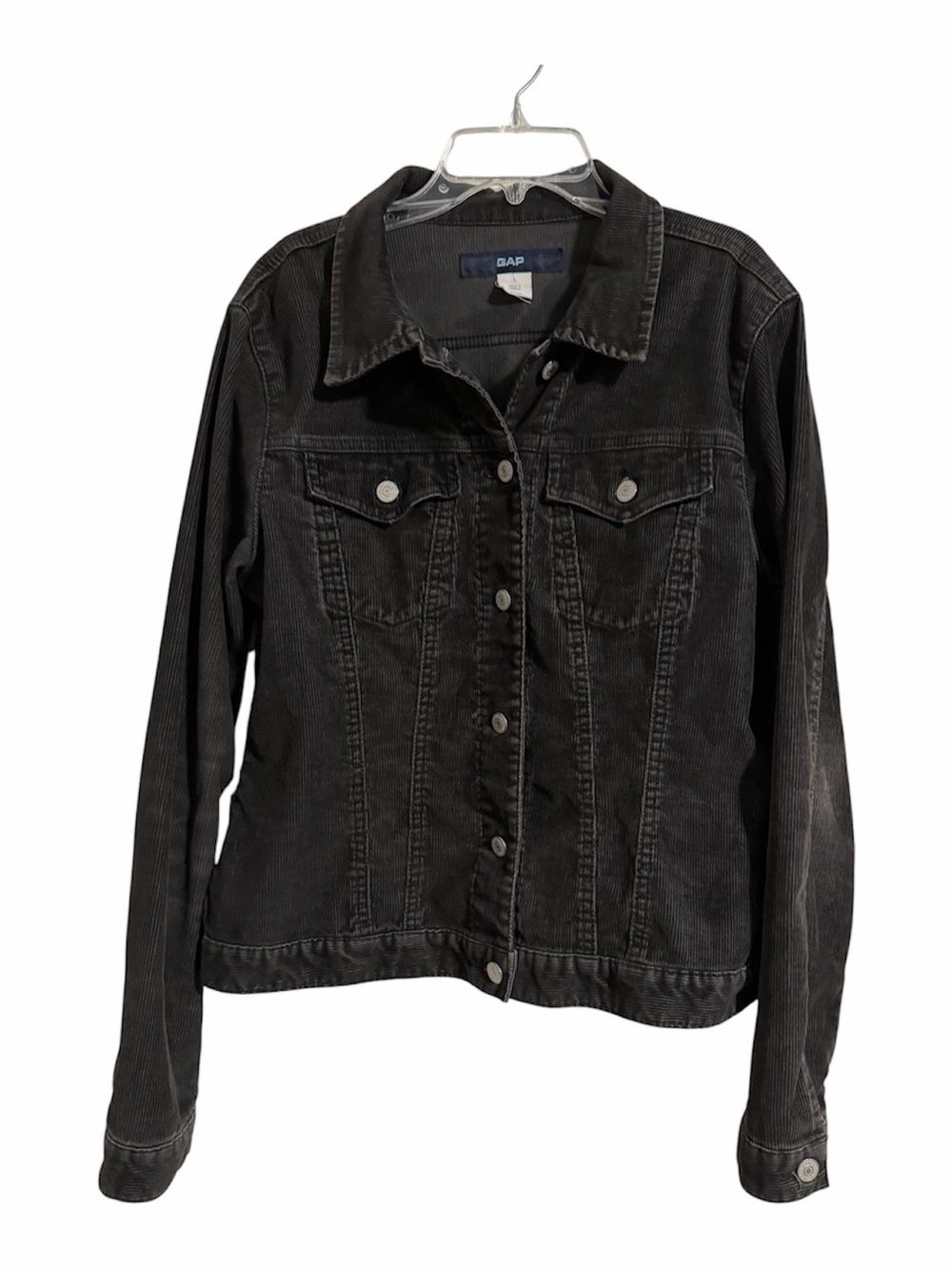 Vintage GAP Women's Black Corduroy Button-Front Jacket - L